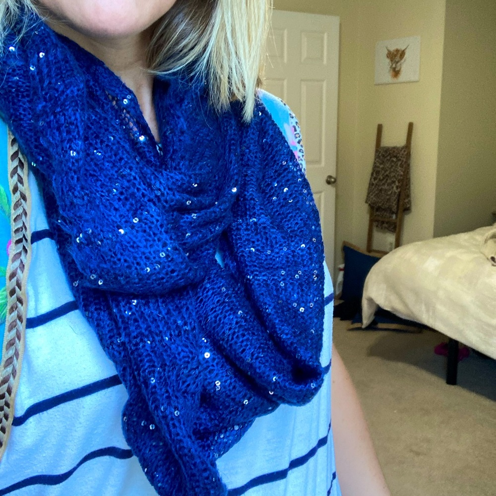 Blue sparkle infinity scarf